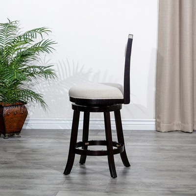 Espresso Beige 24" Swivel Counter Height Stool with X-Back