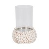 Coastal Pillar Candle Holder - Handcrafted Shell & Glass Design for Home & Office - Perfect for Living Room, Bedroom, & Table Centerpiece - 10" White - 3 of 4