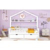 Kids House Bed Sturdy Wood Frame No Box Spring Required Bed Frame for Toddler Kids Girls Boys (77.6''L x 57.8''W x 70.9''H) White - 3 of 4