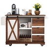 Bella Depot 55.5" Farmhouse Kitchen Island with Drop Leaf, Rolling Kitchen Cart on Wheels with Barn Door, Power Outlet, Spice Rack - 4 of 4