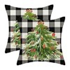 Christmas Pillow Covers 18x18 Inch Set of 2, Buffalo Plaid Christmas Tree Nature Forest Decorative - 4 of 4