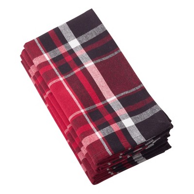 Jarret Classic Plaid Design Casual Cotton Napkin - Saro Lifestyle: Machine Washable, Set of 4, 20"x20"