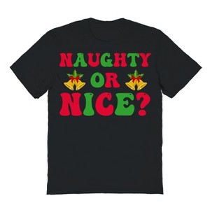 Rerun Island Men's Christmas Naughty Ornice Short Sleeve Graphic Cotton T-Shirt - 1 of 1
