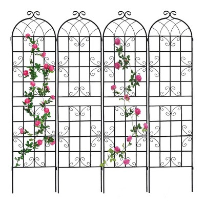 4 Pack Metal Garden Trellis 86.7" x 19.7"/71"x19.7" Rustproof Trellis for Climbing Plants Outdoor Flower Support Black
