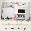 LIVAREEmlen Hall Tree with Top Shelf and Storage Bench,Sliding Doors, Coat Rack with 5 Hanging Hooks for Entryways Hallways,White - 4 of 4