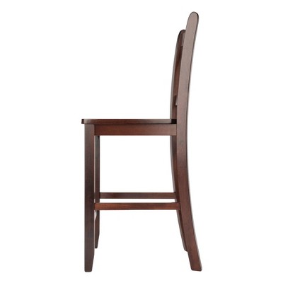 Winsome Walnut Mid-Century Modern V-Back Counter Stools, Set of 2