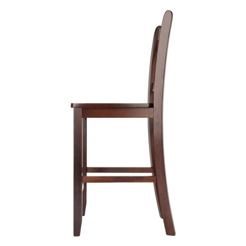 24&#34; Set of 2 Victor V-Back Counter Height Barstool Wood/Walnut - Winsome, 4 of 8