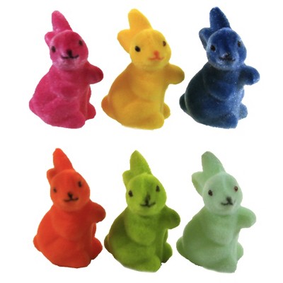 Easter 2.5" 6 Mini Flocked Bunnies In Tube Decor Decoration Spring  -  Decorative Figurines