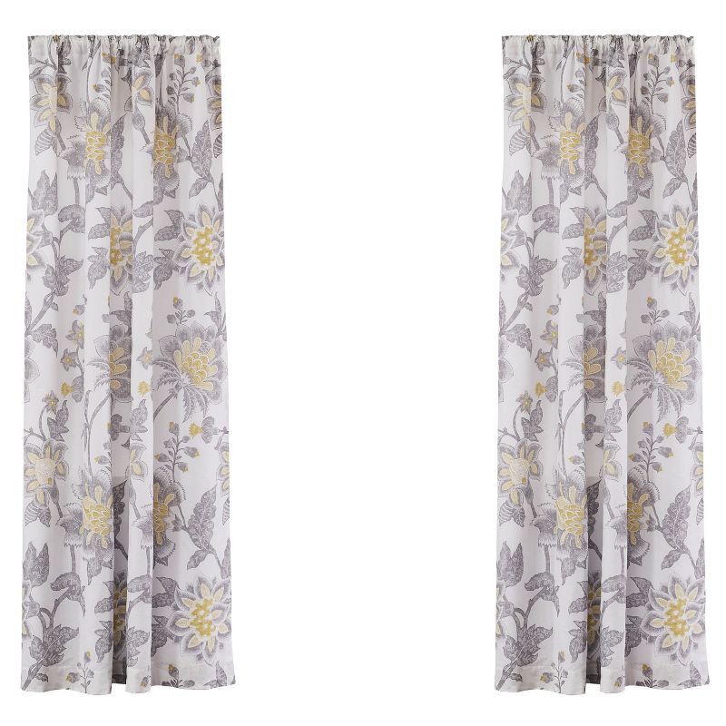 Reverie Floral Lined Curtain Panel with Rod Pocket - 2pk - Levtex Home, 2 of 4