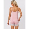 cheibear Womens Sleepwear Pjs Lace Trim Satin Lingerie Silk Cami with Shorts Pajama Set - 3 of 4