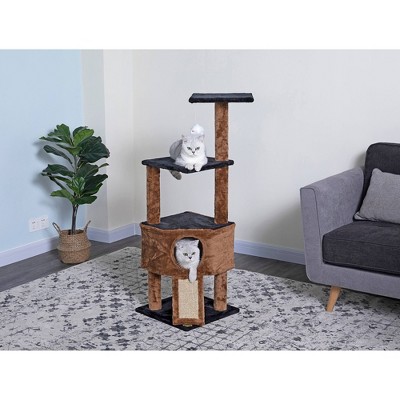 Go Pet Club Kitten Cat Tree with Scratching Board - Black - 46"
