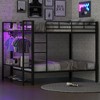 Whisen Full Size Metal Bunk Bed with LED Light Strips (7 Colors), Open Storage Shelves & Hooks - 2 of 4
