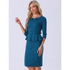 INSPIRE CHIC Women's Vintage Pencil 3/4 Sleeves Midi Bodycon Peplum Sheath Dress - 3 of 4