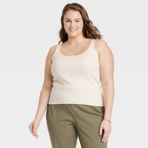 Women's Scoop Neck Sweater Tank Top - A New Day™ Cream Xxl : Target