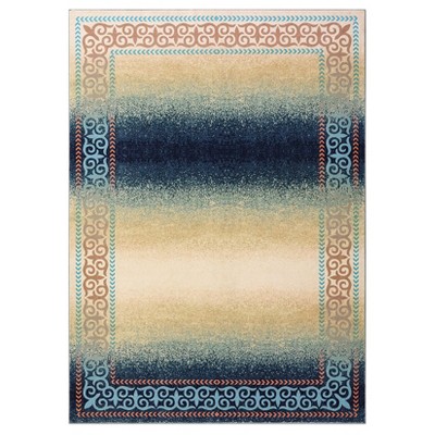 Washable Modern Bordered Rug Non Slip Low Pile Rug Soft Contemporary Throw Floor Cover Foldable Indoor Carpet for Living Room Bedroom Playroom