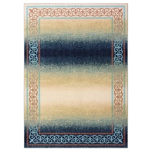 Washable Modern Bordered Rug Non Slip Low Pile Rug Soft Contemporary Throw Floor Cover Foldable Indoor Carpet for Living Room Bedroom Playroom - 1 of 4