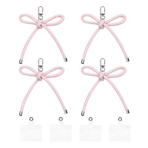 Unique Bargains PU Leather Bag Phone Charm Hanging Accessories Bow Keychains 4 Pcs - 1 of 4