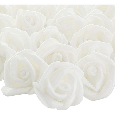 Bright Creations 200 Pack White Foam Rose Flower Heads, Artificial Flowers for Crafts, Wedding Decorations, Baby Showers, White, 1 x 1 in