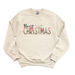 Simply Sage Market Leopard Merry Christmas Sweatshirt - XL - Dust - 1 of 4