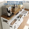 Farmhouse Buffet Cabinet With Drawers & Charging Station, Large Sideboard Buffet Storage Cabinet W/3 Drawers & Doors for Kitchen, Dining Room, White - 4 of 4