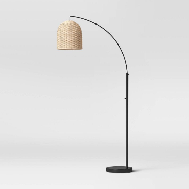Addison Arc Floor Lamp with Natural Rattan Shade - Threshold™, 1 of 11