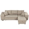 Dexmalle 3 Seat Sectional Pull Out Sleeper Sofa with Storage Chaise and 2 Stools - 2 of 4
