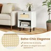 Resenkos Set of 2 Boho Rattan Nightstands, Rattan Drawer + Open Shelf, Fashionable End Tables for Bedroom/Living Room, White - 2 of 4