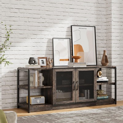 WhizMax Farmhouse TV Stand for 65 Inch TVs, Entertainment Center With Double Mesh Doors & Storage Cabinet, Rustic Media Console Table for Living Room
