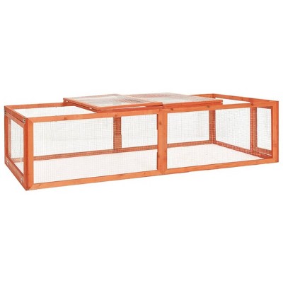 vidaXL Rabbit Hutch Bunny Cage with Hinged Door Rabbit Enclosure Solid Wood - 72" x 35.4" x 18.3"