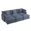 112.6" Modern Corduroy Sectional Sofa with 3 Ottomans & Storage Pockets - Modular U-Shaped Couch for Living Room - 3 of 4