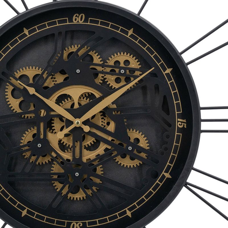 31.5&#34; Gears Round Wall Clock Black/Gold - A&#38;B Home, 5 of 10