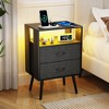 LIVAREEmlen 2 Pack Modern Nightstand with Charging Station, Bedside Tables with LED Light and 2 Fabric Drawers - 2 of 4
