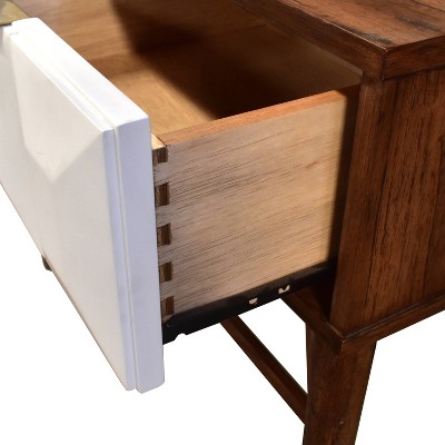 Burnished Walnut Mid-Century Console Table with Storage
