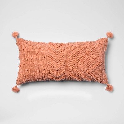 Oversize Embroidered Textured Lumbar Throw Pillow Blush - Opalhouse™