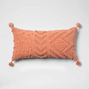 Oversize Embroidered Textured Lumbar Throw Pillow Blush - Opalhouse™
