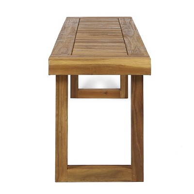 Kemp Natural Acacia Wood Outdoor Bench with Wire-Brush Finish