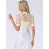 INSPIRE CHIC Women's Lace Round Neck Satin Panel Short Sleeve Bolero Shrugs - 3 of 4