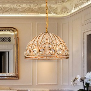 LLHZSY Retro Antique Sphere Crystal Chandelier Adjustable Dining Room Chandelier - Brass - W11 4/5"/17 4/5"/23 3/5" - 1 of 4
