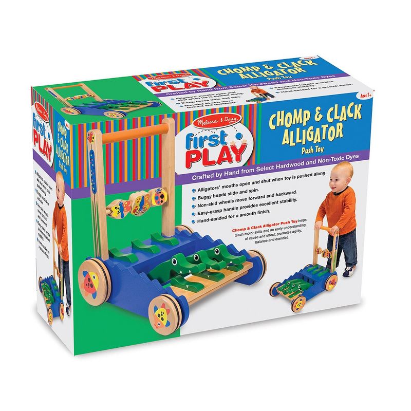 Melissa &#38; Doug Deluxe Chomp and Clack Alligator Wooden Push Toy and Activity Walker, 4 of 17