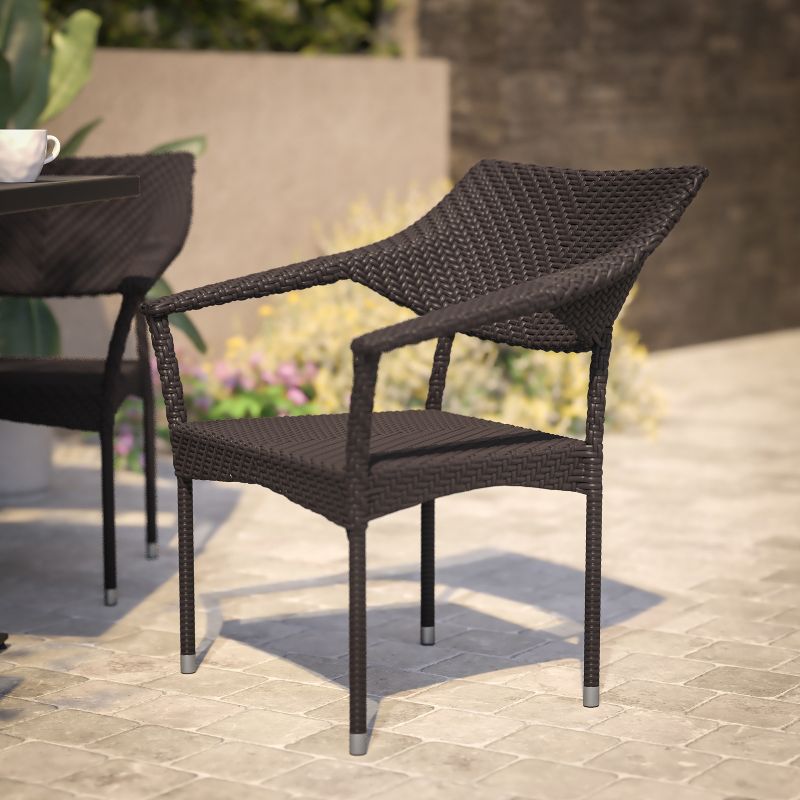 Flash Furniture Jace Commercial Grade Stacking Patio Chair, All Weather PE Rattan Wicker Patio Dining Chair, 5 of 13