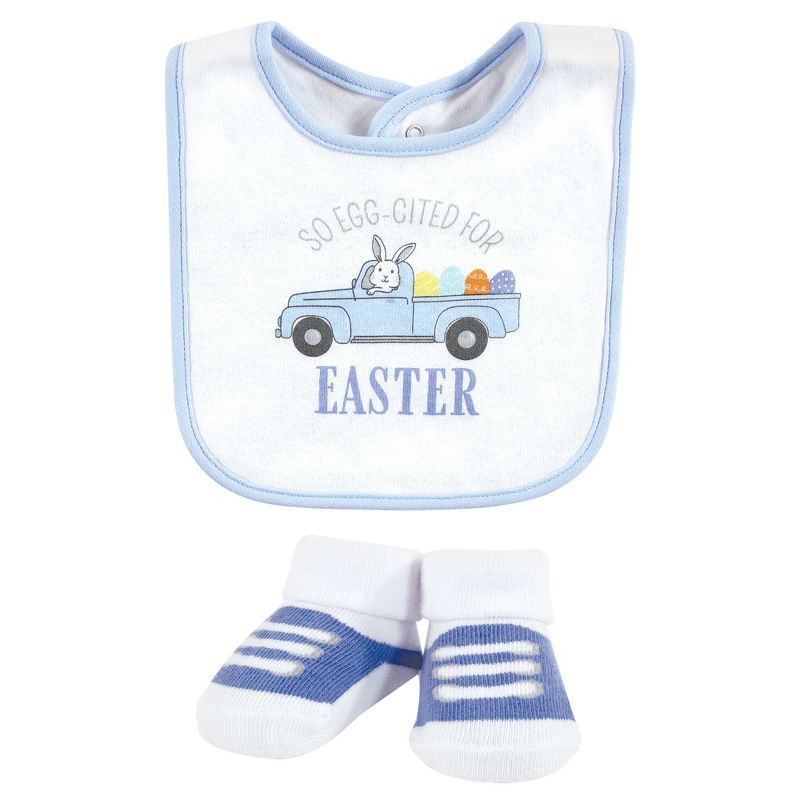 Hudson Baby Infant Boy Cotton Bib and Sock Set, Easter Truck, 0-9 Months, 3 of 6