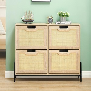 39.4in Slim Shoe Cabinet Organizer with 4 Flip-Drawer Doors & Adjustable Shelves, Storage Furniture for Hallway Entryway Porch, Holds 20 Pairs - 1 of 4