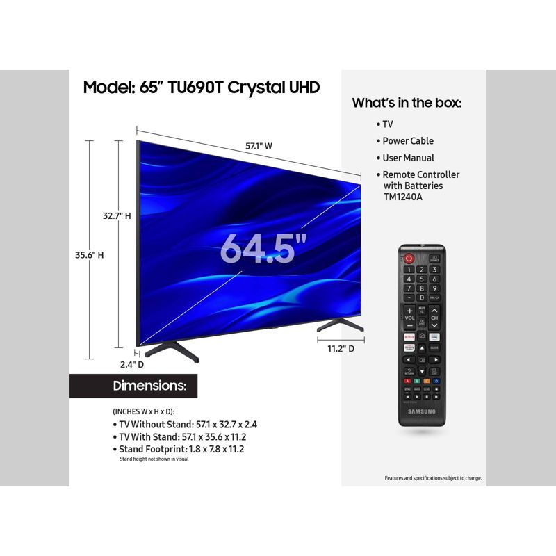 Samsung 65&#34; Crystal UHD 4K Smart TV - (UN65TU690T), 6 of 13