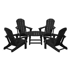 WestinTrends Malibu 5-Piece HDPE Folding Adirondack Chair Outdoor Patio Conversation Set - 1 of 4