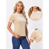 INSPIRE CHIC Women's Short Sleeve Velvet Keyhole Back Ruffle Mock Neck Shirt - 2 of 4