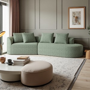 112" Chenille Curved Cloud Sectional Sofa with 4 Pillows - 1 of 4