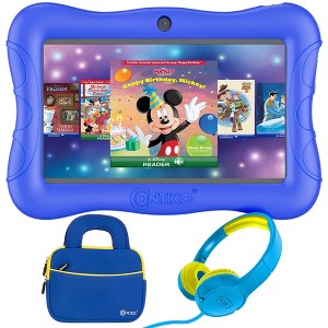 Contixo V9 Kids Tablet with Disney eBooks Bundle Pack, 7-inch HD, Ages 3-7, Dual Camera, 32GB,Wi-Fi, Parental Control, Headphones, Tote Bag - 1 of 4