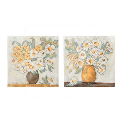 (Set of 2) 20" Flowers in Vase Decorative Wall Canvas Art - 3R Studios