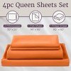 Hastings Home Queen Size Brushed Microfiber 4 Piece Bed Sheet and Linen Set with Stain Resistant Fitted and Flat Sheets - Orange - 3 of 4