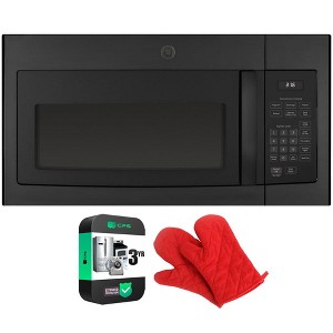 GE 1.6 Cu. Ft. Over-the-Range Microwave Oven Black with Oven Mitt & 3 Year Warranty - 1 of 4
